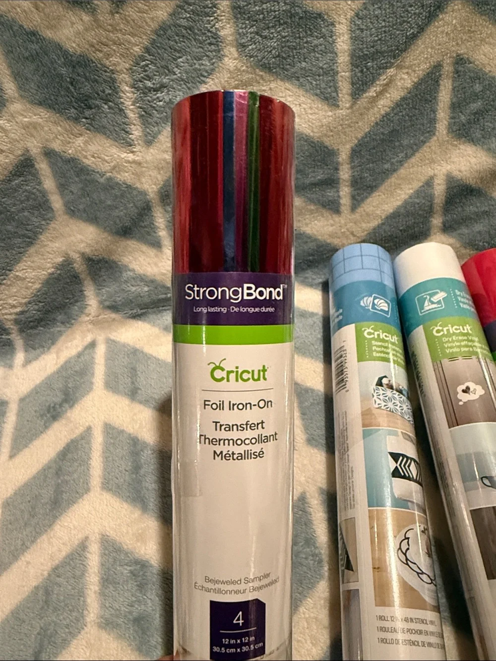 Cricut Assorted Craft Vinyl Rolls in Blue, Red, Black, Silver, White BUNDLE.